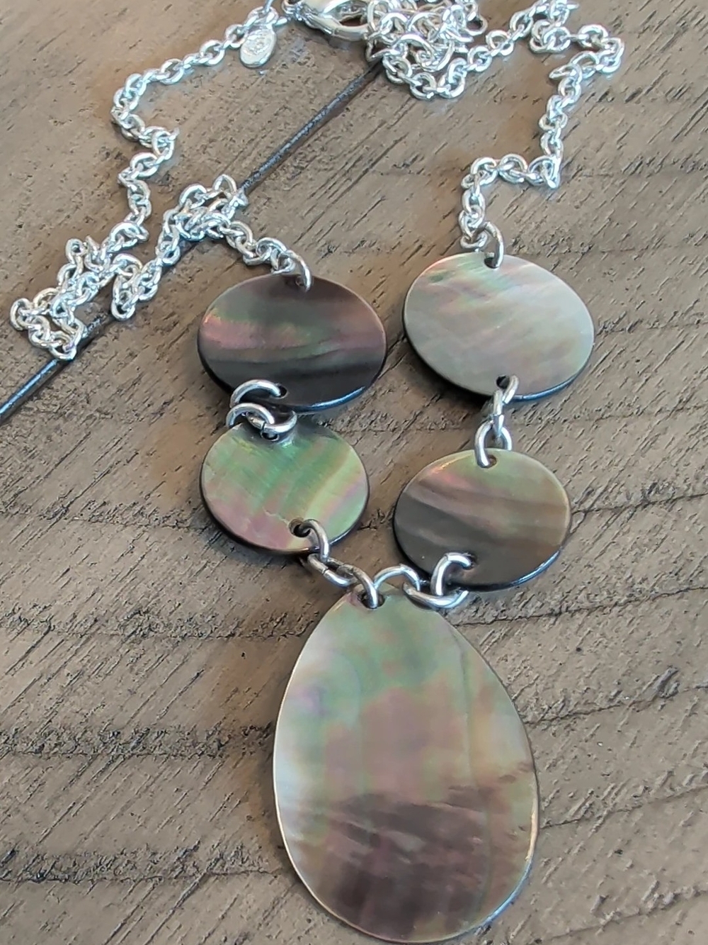 Premier Designs Iridescent Shell Disc Necklace